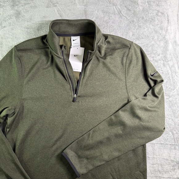 Nike‎ Golf Therma-FIT Pullover 1/2 Zip Olive Green Athletic Top Mens M - Picture 1 of 8